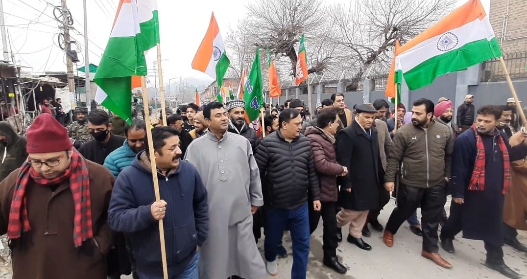 سری نگر میں بھاجپا کی جانب سے ترنگا ریلی نکالی گئی