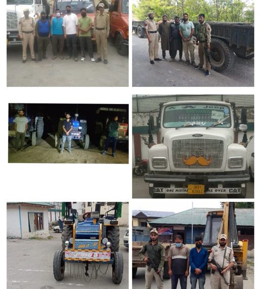 معدنیات کی غیر قانونی کان کنی میں بارہمولہ پولیس نے 13 گاڑیاں ضبط، 12 افراد کو گرفتار کیا