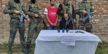 بارہمولہ میں عسکری معاون گرفتار، اسلحہ اور گولہ بارود ضبط