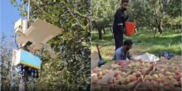 بجبہارہ سے تعلق رکھنے والے سجاد حسین نے اپنے باغ میں موسم کی پیشن گوئی کرنے والی مشین نصب کی